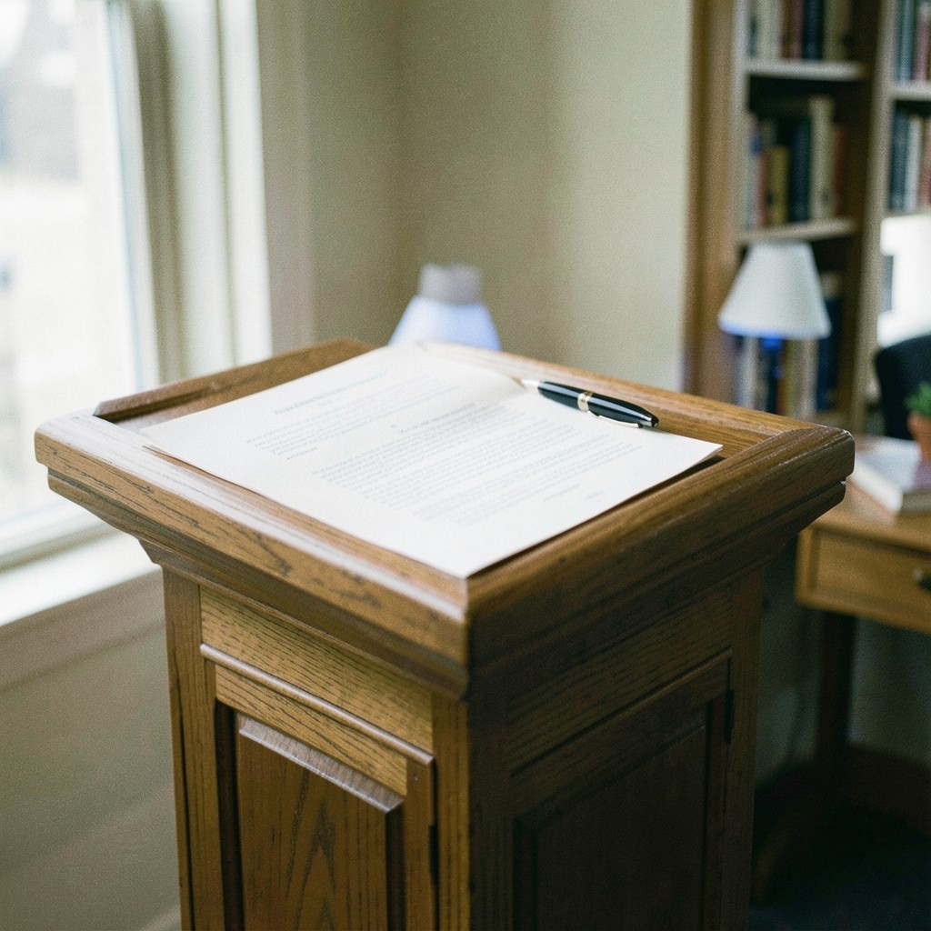 An open notebook with a list of reader questions and a fountain pen resting on a printed proposal